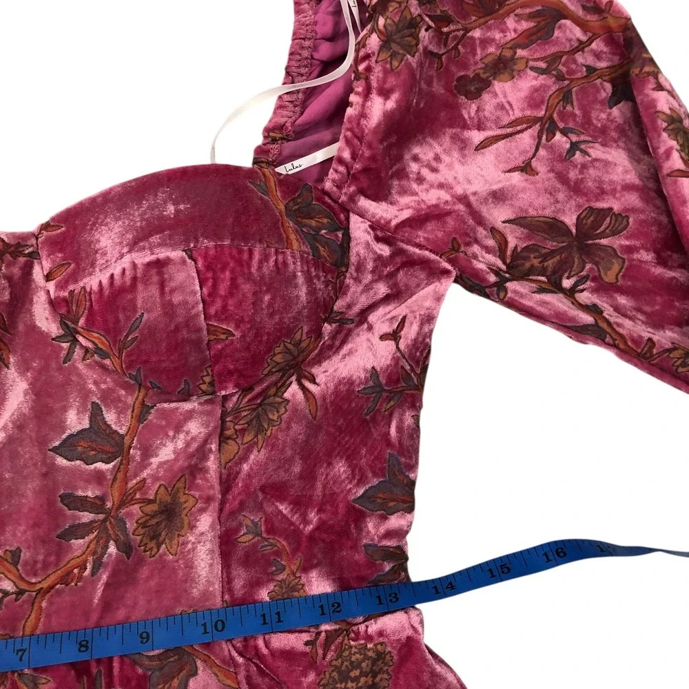NWT Lulus Pink Floral Velvet‎ Burnout Bustier Mini Dress Size S Y2K Party Club